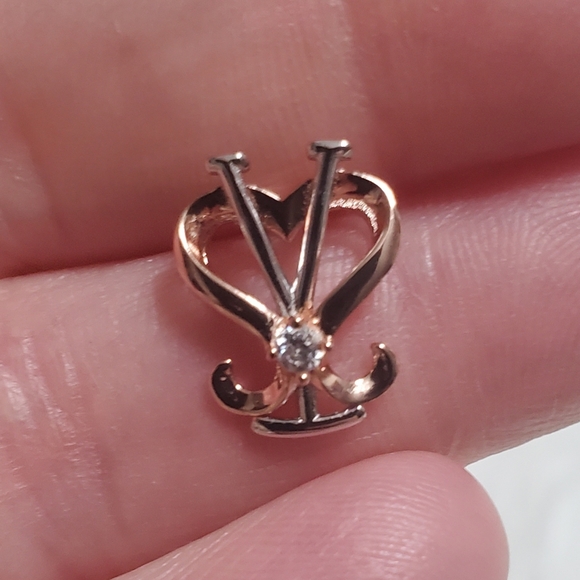 She-Said-Yes "Love Symbol" Round Cut 10k Solid Rose & White Gold Pendant - Picture 2 of 5